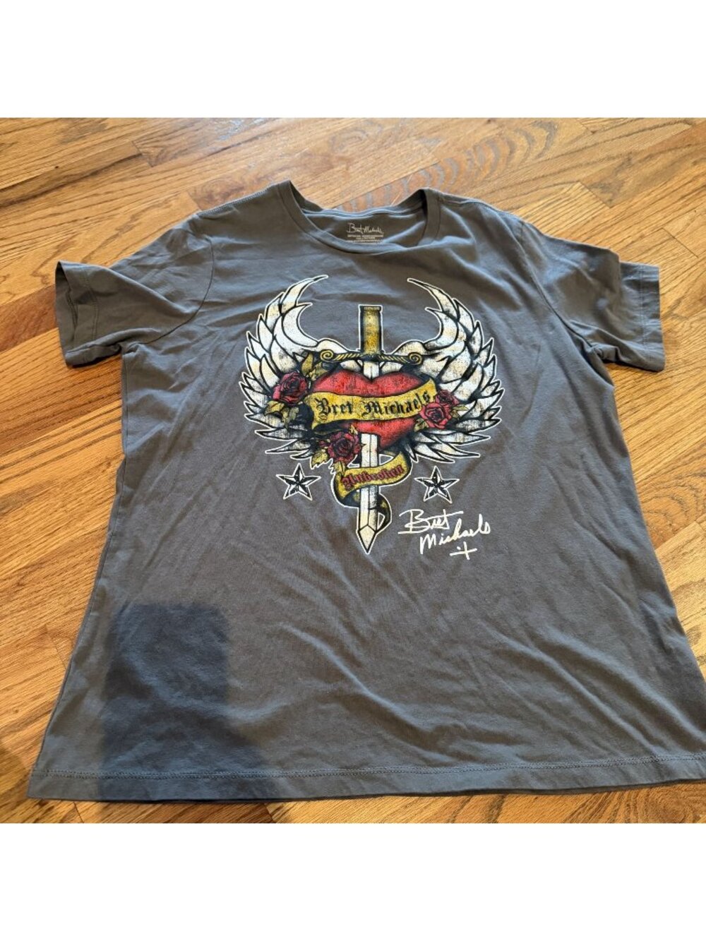 BRETT MICHAELS GRAY CONCERT T SHIRT LARGE